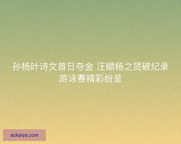 孙杨叶诗文首日夺金 汪顺杨之贤破纪录游泳赛精彩纷呈