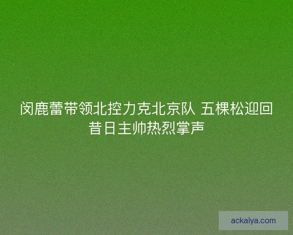 闵鹿蕾带领北控力克北京队 五棵松迎回昔日主帅热烈掌声